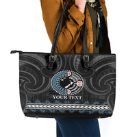 Custom Fiji and New Zealand Leather Tote Bag Maori Fern Mix Tapa Tribal Unique LT9 - Polynesian Pride