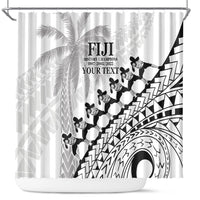 Custom Fiji Rugby Cibi Dance Shower Curtain Create History World Cup Sevens LT9 White - Polynesian Pride