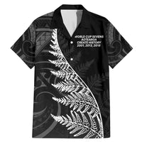 New Zealand Black Fern 7s Family Matching Mermaid Dress and Hawaiian Shirt History World Cup Sevens LT9 Dad's Shirt - Short Sleeve Black - Polynesian Pride