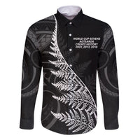 New Zealand Black Fern 7s Family Matching Mermaid Dress and Hawaiian Shirt History World Cup Sevens LT9 Dad's Shirt - Long Sleeve Black - Polynesian Pride