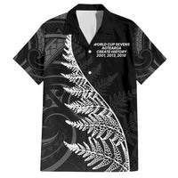 New Zealand Black Fern 7s Family Matching Short Sleeve Bodycon Dress and Hawaiian Shirt History World Cup Sevens LT9 Dad's Shirt - Short Sleeve Black - Polynesian Pride