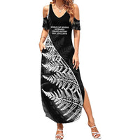 New Zealand Black Fern 7s Family Matching Summer Maxi Dress and Hawaiian Shirt History World Cup Sevens LT9 Mom's Dress Black - Polynesian Pride