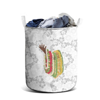 Hawaii Lei Kamehameha Laundry Basket Ke'oke'o Seamless Pattern Hibiscus Flower