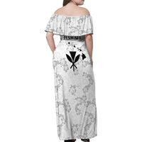 Hawaii Lei Kamehameha Family Matching Off Shoulder Maxi Dress and Hawaiian Shirt Ke'oke'o Seamless Pattern Hibiscus Flower LT9 - Polynesian Pride