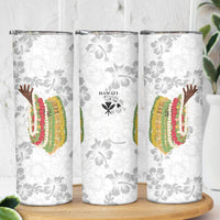 Hawaii Lei Kamehameha Skinny Tumbler Ke'oke'o Seamless Pattern Hibiscus Flower LT9 - Polynesian Pride