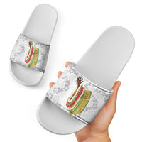 Hawaii Lei Kamehameha Slide Sandals Ke'oke'o Seamless Pattern Hibiscus Flower LT9 - Polynesian Pride