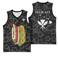 Hawaii Lei Kamehameha Basketball Jersey Ele'ele Seamless Pattern Hibiscus Flower LT9 - Polynesian Pride