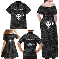 Hawaii Lei Kamehameha Family Matching Off Shoulder Maxi Dress and Hawaiian Shirt Ele'ele Seamless Pattern Hibiscus Flower LT9 - Polynesian Pride