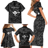 Hawaii Lei Kamehameha Family Matching Short Sleeve Bodycon Dress and Hawaiian Shirt Ele'ele Seamless Pattern Hibiscus Flower LT9 - Polynesian Pride