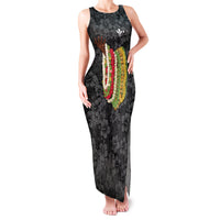 Hawaii Lei Kamehameha Family Matching Tank Maxi Dress and Hawaiian Shirt Ele'ele Seamless Pattern Hibiscus Flower LT9 Mom's Dress Black - Polynesian Pride