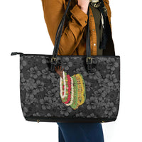 Hawaii Lei Kamehameha Leather Tote Bag Ele'ele Seamless Pattern Hibiscus Flower LT9 - Polynesian Pride