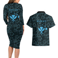 Hawaii Lei Kamehameha Couples Matching Long Sleeve Bodycon Dress and Hawaiian Shirt Uliuli Seamless Pattern Hibiscus Flower LT9 - Polynesian Pride