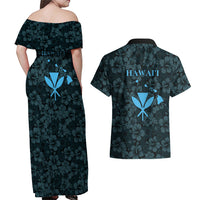 Hawaii Lei Kamehameha Couples Matching Off Shoulder Maxi Dress and Hawaiian Shirt Uliuli Seamless Pattern Hibiscus Flower LT9 - Polynesian Pride