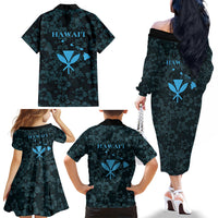 Hawaii Lei Kamehameha Family Matching Off The Shoulder Long Sleeve Dress and Hawaiian Shirt Uliuli Seamless Pattern Hibiscus Flower LT9 - Polynesian Pride