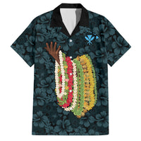 Hawaii Lei Kamehameha Family Matching Off Shoulder Maxi Dress and Hawaiian Shirt Uliuli Seamless Pattern Hibiscus Flower LT9 Dad's Shirt - Short Sleeve Blue - Polynesian Pride