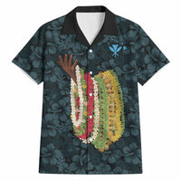 Hawaii Lei Kamehameha Hawaiian Shirt Uliuli Seamless Pattern Hibiscus Flower LT9 Blue - Polynesian Pride