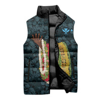 Hawaii Lei Kamehameha Sleeveless Puffer Jacket Uliuli Seamless Pattern Hibiscus Flower LT9 - Polynesian Pride
