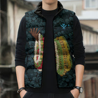 Hawaii Lei Kamehameha Sleeveless Puffer Jacket Uliuli Seamless Pattern Hibiscus Flower LT9 - Polynesian Pride
