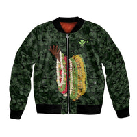 Hawaii Lei Kamehameha Bomber Jacket Oma'oma'o Seamless Pattern Hibiscus Flower LT9 Unisex Green - Polynesian Pride