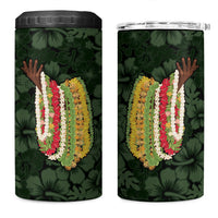 Hawaii Lei Kamehameha 4 in 1 Can Cooler Tumbler Oma'oma'o Seamless Pattern Hibiscus Flower