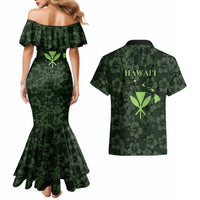 Hawaii Lei Kamehameha Couples Matching Mermaid Dress and Hawaiian Shirt Oma'oma'o Seamless Pattern Hibiscus Flower LT9 - Polynesian Pride