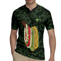 Hawaii Lei Kamehameha Rugby Jersey Oma'oma'o Seamless Pattern Hibiscus Flower