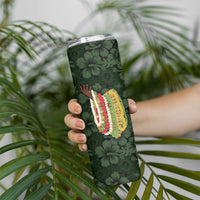 Hawaii Lei Kamehameha Skinny Tumbler Oma'oma'o Seamless Pattern Hibiscus Flower LT9 - Polynesian Pride