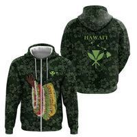 Hawaii Lei Kamehameha Zip Hoodie Oma'oma'o Seamless Pattern Hibiscus Flower
