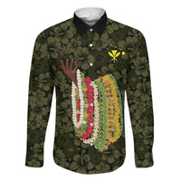 Hawaii Lei Kamehameha Family Matching Off The Shoulder Long Sleeve Dress and Hawaiian Shirt Melemele Seamless Pattern Hibiscus Flower LT9 Dad's Shirt - Long Sleeve Yellow - Polynesian Pride