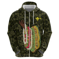 Hawaii Lei Kamehameha Zip Hoodie Melemele Seamless Pattern Hibiscus Flower