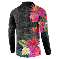 Hafa Adai Guam Button Sweatshirt Tropical Flowers Colorful Vibes