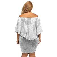 Samoa Lotu Tamaiti Family Matching Off Shoulder Short Dress and Hawaiian Shirt White Sun Day Beauty Hibiscus Ver01