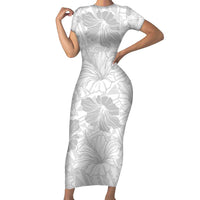 Samoa Lotu Tamaiti Family Matching Short Sleeve Bodycon Dress and Hawaiian Shirt White Sun Day Beauty Hibiscus Ver01