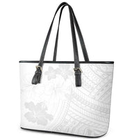Samoa Lotu Tamaiti Leather Tote Bag White Sun Day Beauty Hibiscus Ver02