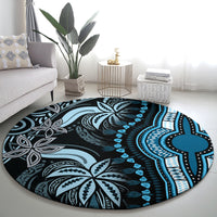 Polynesia Dashiki Round Carpet Polynesia and Africa Traditional Special Together Blue LT9 - Polynesian Pride