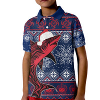 Samoa Manuia Le Kirisimasi Kid Polo Shirt Samoan Fishing Tribal Pattern Christmas Vibe LT9 Kid Red - Polynesian Pride