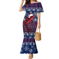 Samoa Manuia Le Kirisimasi Mermaid Dress Samoan Fishing Tribal Pattern Christmas Vibe LT9 Women Red - Polynesian Pride