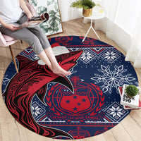 Samoa Manuia Le Kirisimasi Round Carpet Samoan Fishing Tribal Pattern Christmas Vibe LT9 - Polynesian Pride