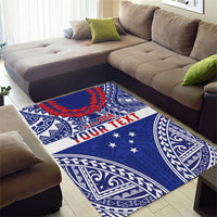 Personalised Toa Samoa Rugby Spirit Area Rug Blue Samoan Tribal Pattern - Polynesian Pride