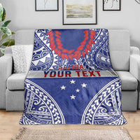 Personalised Toa Samoa Rugby Spirit Blanket Blue Samoan Tribal Pattern - Polynesian Pride