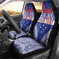 Personalised Toa Samoa Rugby Spirit Car Seat Cover Blue Samoan Tribal Pattern - Polynesian Pride