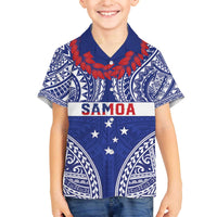 Personalised Toa Samoa Rugby Spirit Family Matching Off The Shoulder Long Sleeve Dress and Hawaiian Shirt Blue Samoan Tribal Pattern - Polynesian Pride