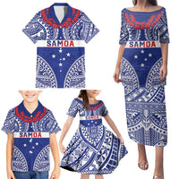 Personalised Toa Samoa Rugby Spirit Family Matching Puletasi and Hawaiian Shirt Blue Samoan Tribal Pattern LT9 - Polynesian Pride