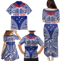 Personalised Toa Samoa Rugby Spirit Family Matching Puletasi and Hawaiian Shirt Blue Samoan Tribal Pattern LT9 - Polynesian Pride