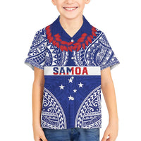 Personalised Toa Samoa Rugby Spirit Family Matching Puletasi and Hawaiian Shirt Blue Samoan Tribal Pattern LT9 Son's Shirt Blue - Polynesian Pride