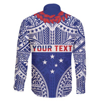 Personalised Toa Samoa Rugby Spirit Family Matching Short Sleeve Bodycon Dress and Hawaiian Shirt Blue Samoan Tribal Pattern - Polynesian Pride