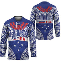 Personalised Toa Samoa Rugby Spirit Hockey Jersey Blue Samoan Tribal Pattern LT9 - Polynesian Pride