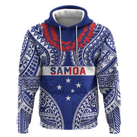Personalised Toa Samoa Rugby Spirit Hoodie Blue Samoan Tribal Pattern - Polynesian Pride