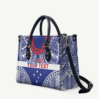 Personalised Toa Samoa Rugby Spirit Leather Bag Blue Samoan Tribal Pattern - Polynesian Pride