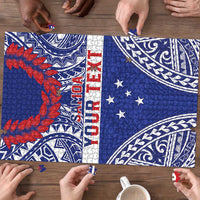 Personalised Toa Samoa Rugby Spirit Puzzle Blue Samoan Tribal Pattern - Polynesian Pride